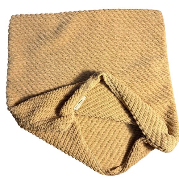 Pottery Barn Gold Chenille Throw Pillow Cover Texture 20" x 20" Soft Knit Yellow - Picture 2 of 3